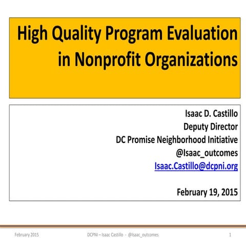 Castillo   high quality program evaluation in nonprofits