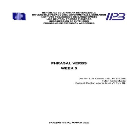 PHRASAL VERBS - WEEK 5