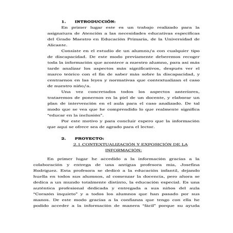 Plan de intervención alumnado con NEE. Pablo Castillo García | PDF