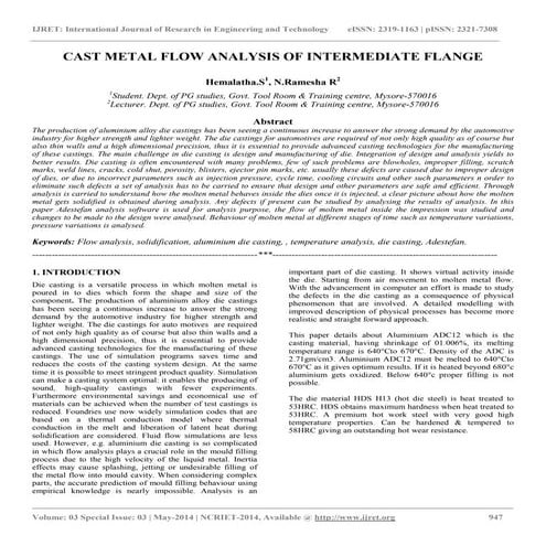 Cast metal flow analysis of intermediate flange