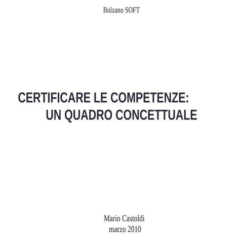 Certificare le competenze, un quadro concettuale