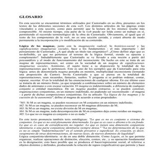 Castoriadis  glosario