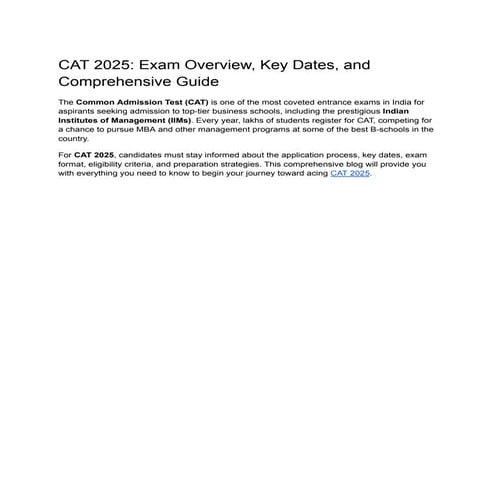 CAT 2025 Exam Overview Key Dates and Comprehensive Guide