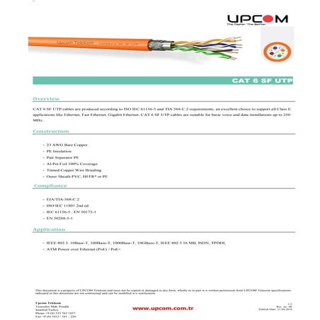 Cat6 sf utp data lan cable network - upcom