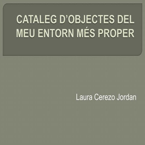 Cataleg D’Objectes Del Meu Entorn MéS Proper | PPTX
