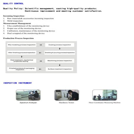 Catalog -oem precision investment casting factory