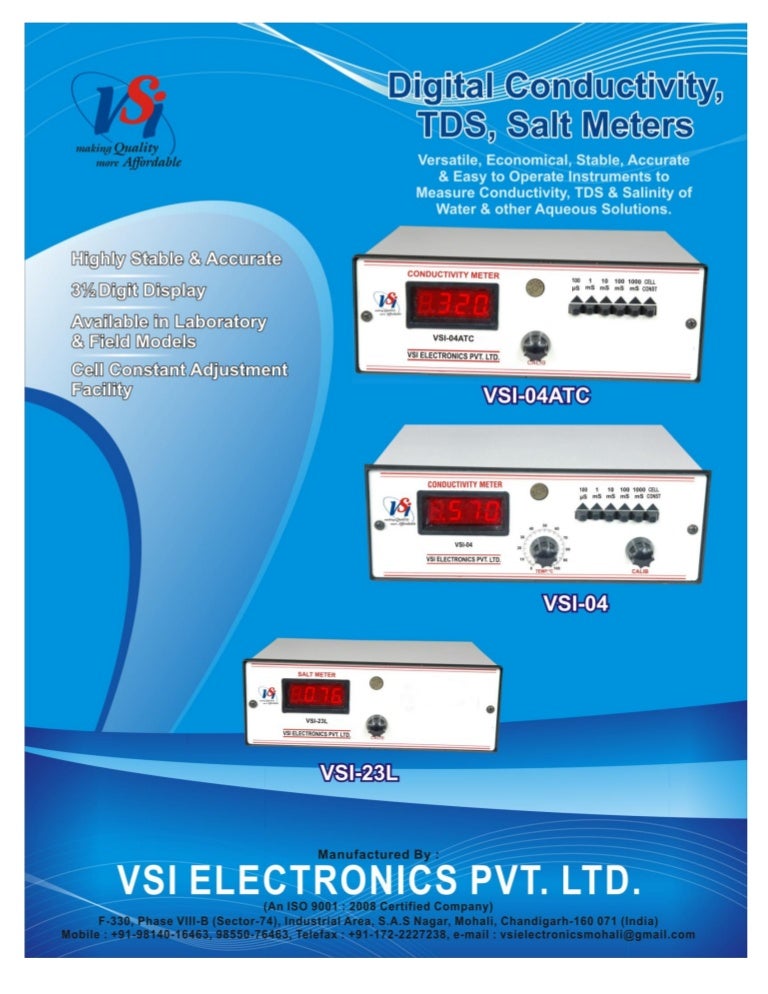 Catalog of Digital Conductivity MetersTDS MetersSalt Meters