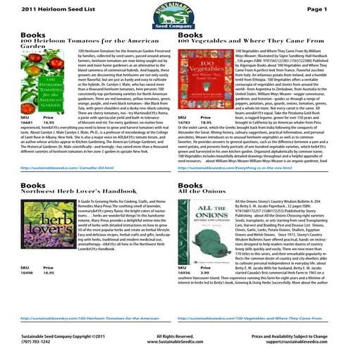 2011 Heirloom Seed List