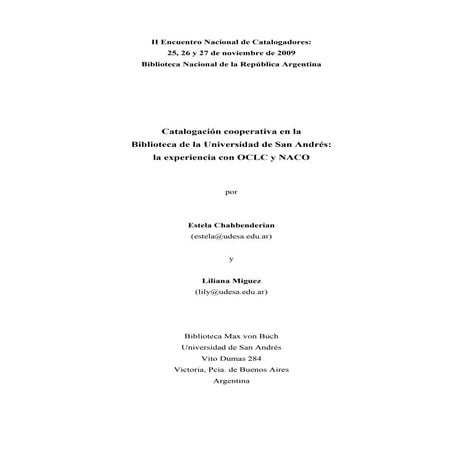 Catalogación Cooperativa Biblioteca Max Von Buch