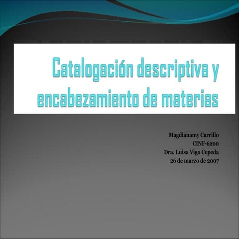 Catalogación Descriptiva