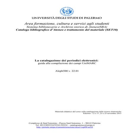 Catalogazione dei periodici elettronici