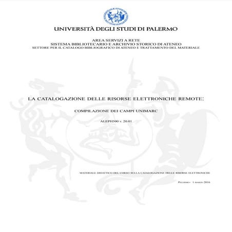 Catalogazione di risorse elettroniche remote