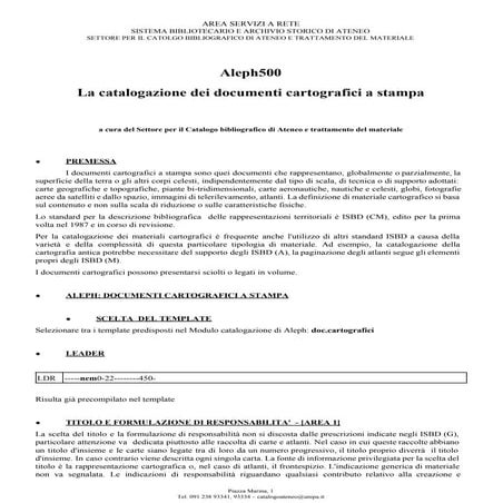 Catalogazione dei documenti cartografici