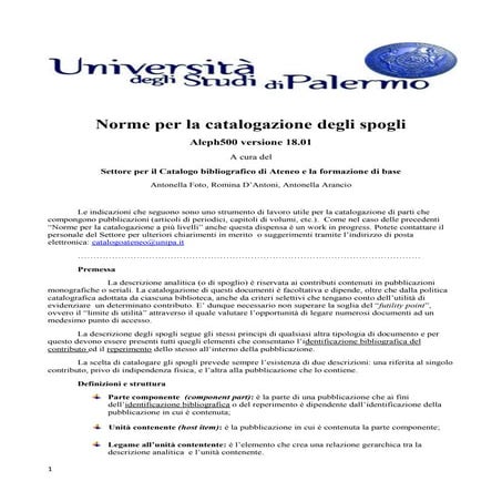 Catalogazione degli spogli 