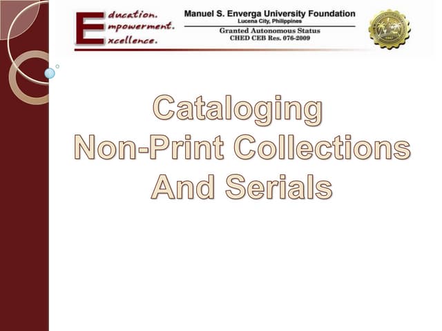 Cataloging e resources and other special materials revised
