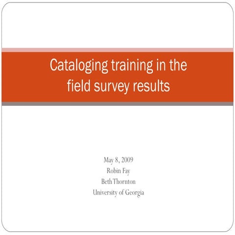 Cataloging training research 