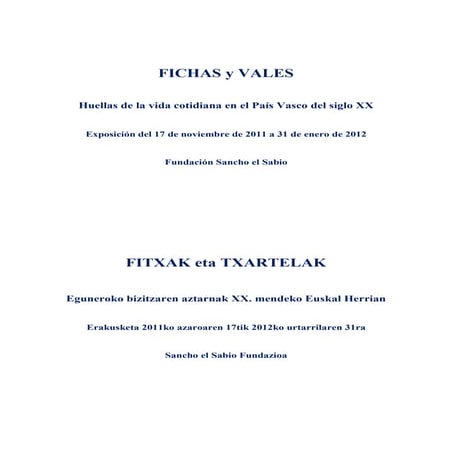 Fichas y vales - Fitxak eta txartelak
