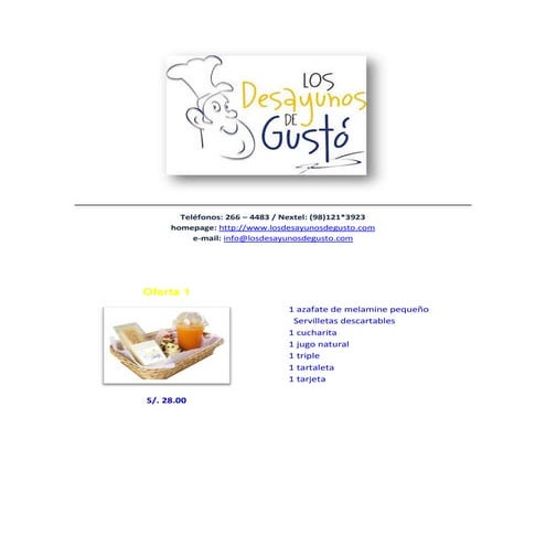 Catalogo desayunos de gustó