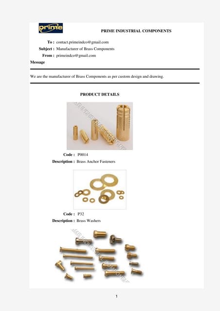 Prime Industrial Components presentations