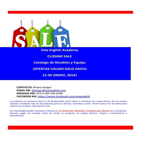 Visa English Academy Closing Sale Catalogue