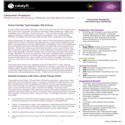 Catalyft Consumer Products Experience Case | PDF