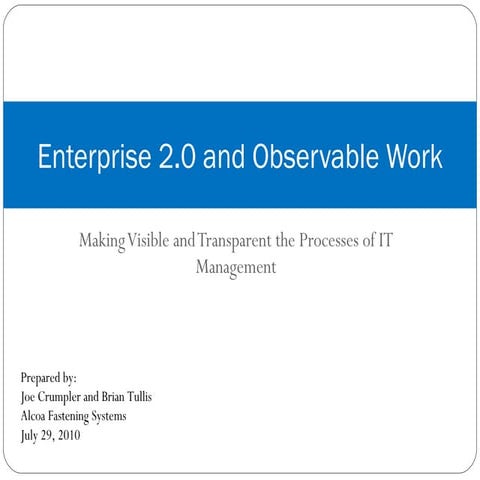 Catalyst 2010 Presentation - Enterprise 2.0 and Observable Work