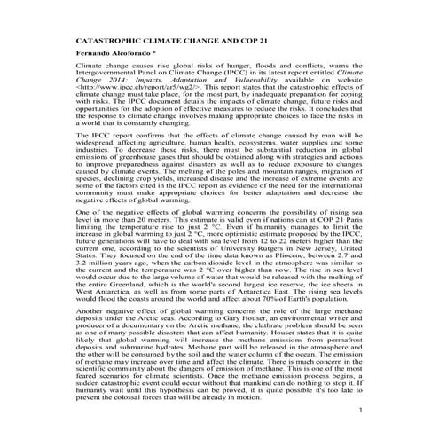 Catastrophic climate change and cop 21