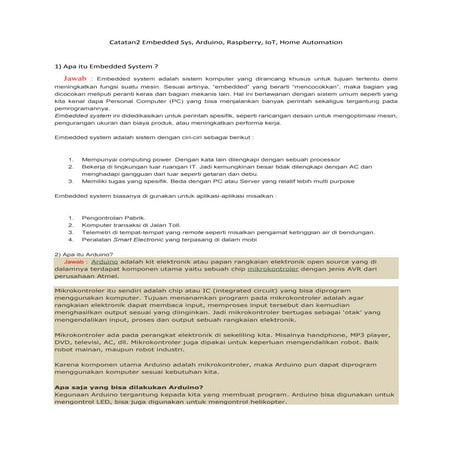 Catatan2 embedded sys, arduino, raspberry, iot, home automation