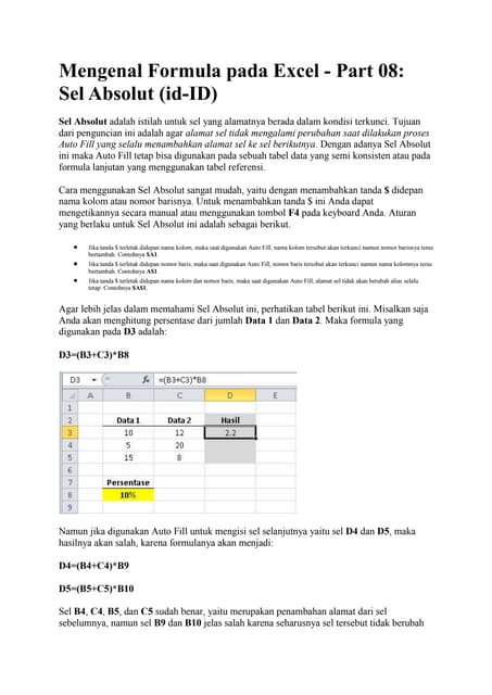 Catatan excel andi