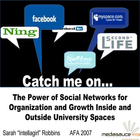 Catch me on LinkedIN, MySpace, Facebook...: The Power of Social Networks for Organization and Growth Inside and Outside University Spaces