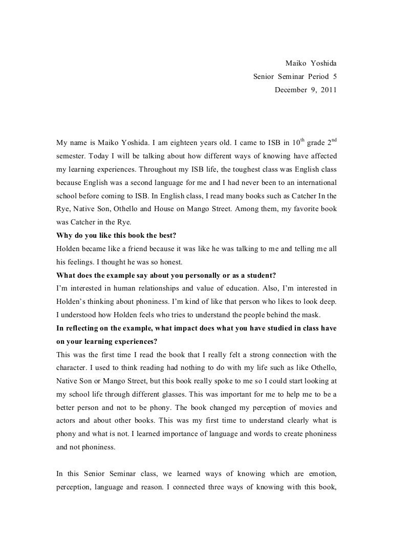 example of autobiographical essay edit college essays also catcher in the rye essay thesis