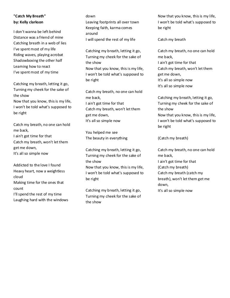 Catch my breath lyrics final