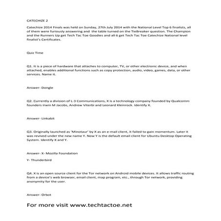 Catechize Final Questions