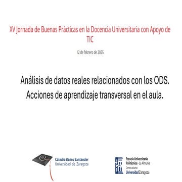 Análisis de datos reales relacionados con los ODS. Acciones de aprendizaje tr...