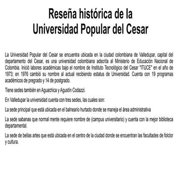 Conociendo a la universidad popular del cesar | PPTX