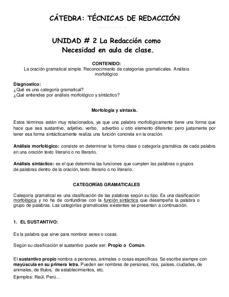 Categorias Gramaticales