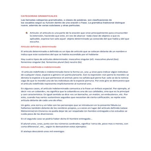 las Categorias gramaticales