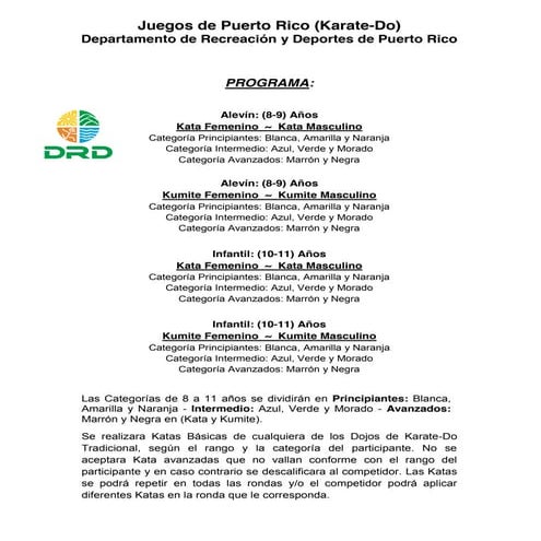 uegos de Puerto Rico (Karate-Do) Departamento de Recreación y Deportes de Pue...