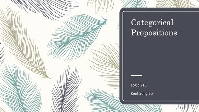 Categorical Propositions- Logic