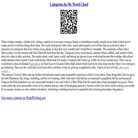 Categories In My Word Cloud