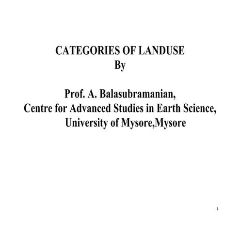 Categories of landuse