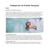 Categories of Plastic Surgery