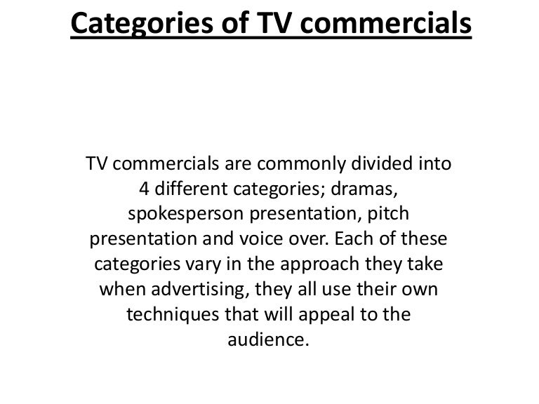 Categories of tv commercials
