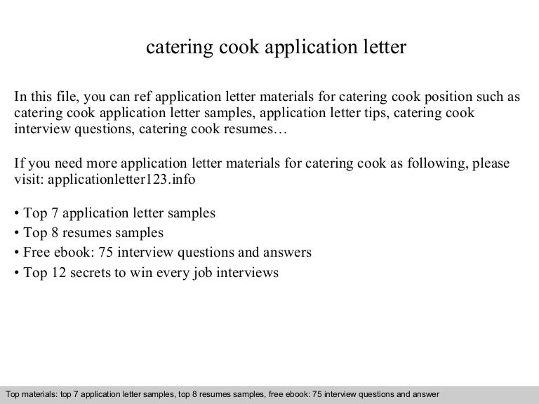 Catering cook application letter