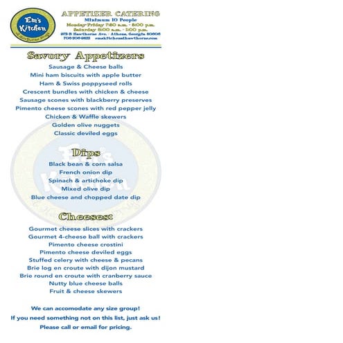 Em's kitchen menu | PDF