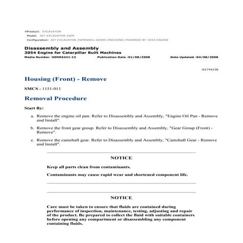 Caterpillar Cat 307 EXCAVATOR (Prefix 2WM) Service Repair Manual ...