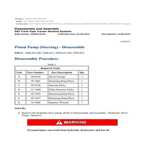 CAT D6K2 Disassembly and Assembly Manual | PDF