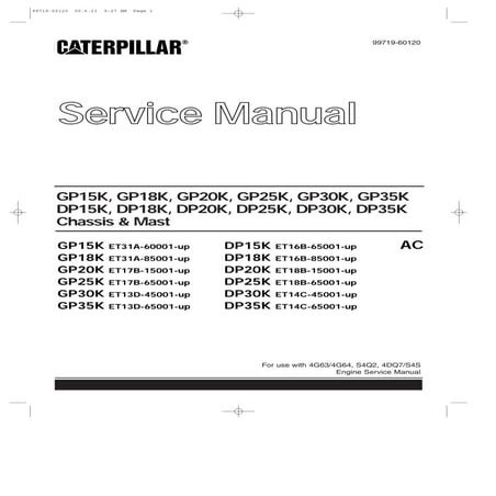 Caterpillar cat dp30 k fc forklift lift trucks service repair manual sn：et14c...