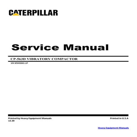 caterpillar cp-563d vibratory compactor service manual | PDF