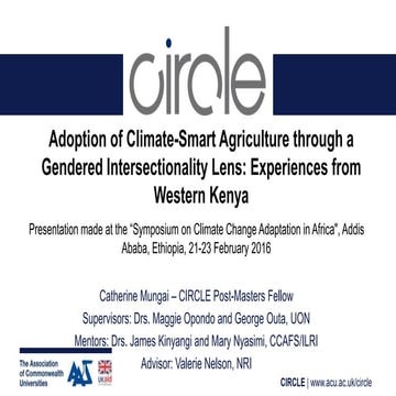 Adoption of Climate-Smart Agriculture through a Gendered Intersectionality Le...